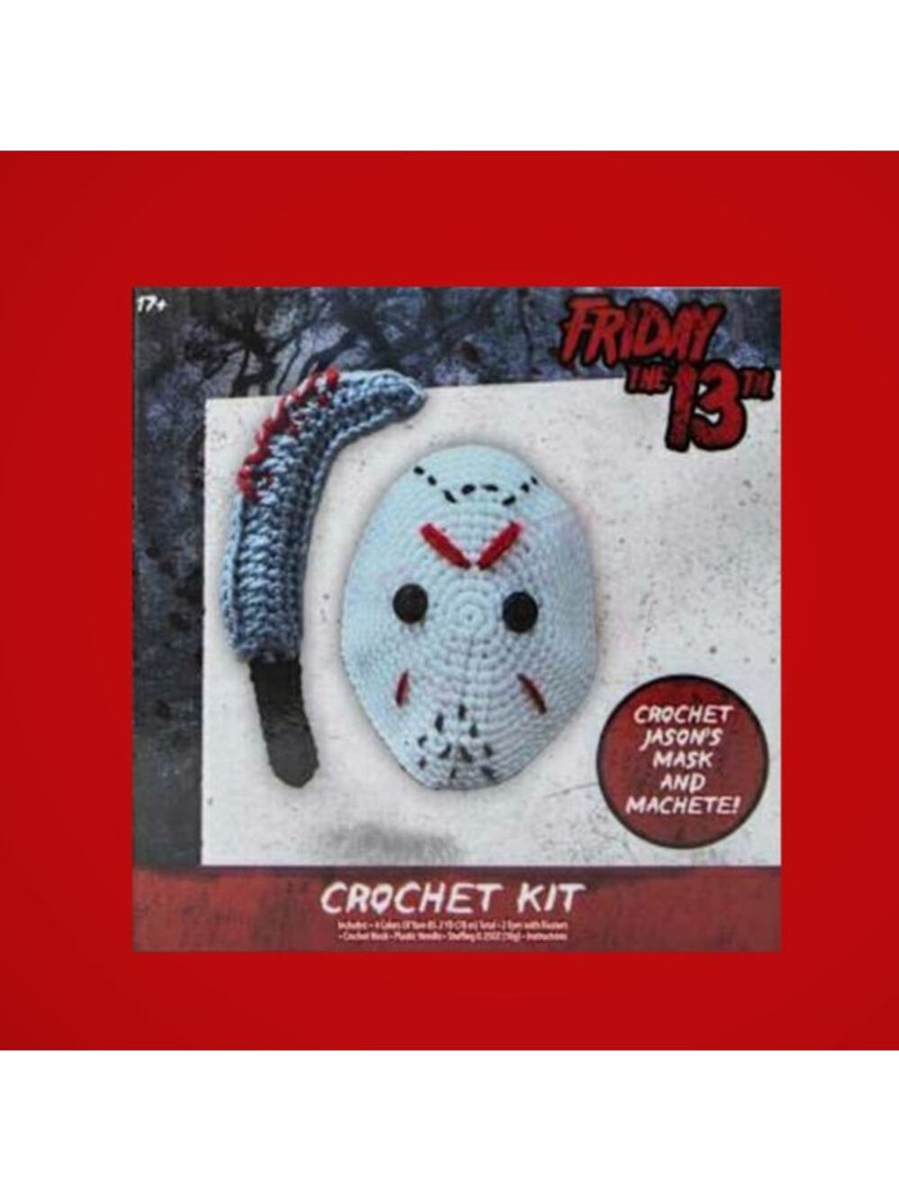 FRIDAY 13th Jason Stuffed Mask & Knife Crochet Kit Horror Movie Theme Craft 17+